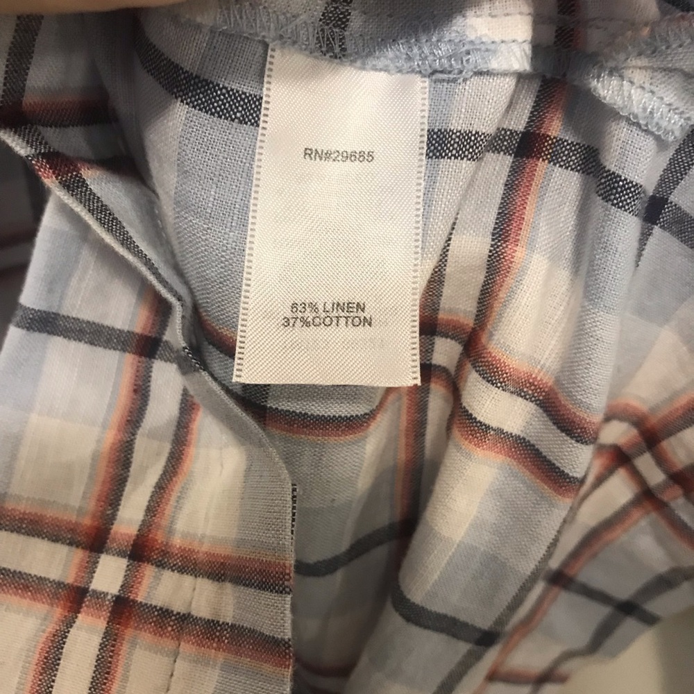 Pendleton Linen Cotton Button Blue Plaid Shirt - image 6